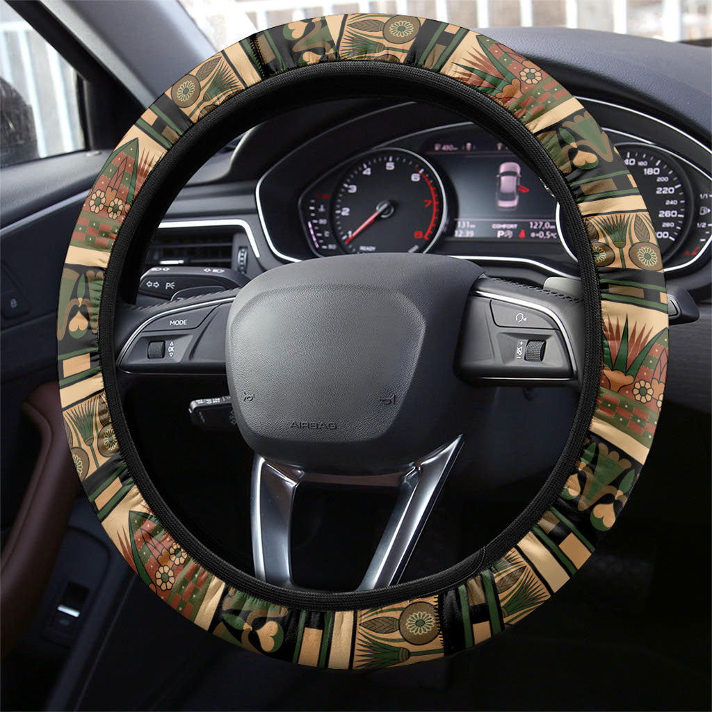 Egyptian God Ra Steering Wheel Cover Ancient Mythology Solar Barque Falcon