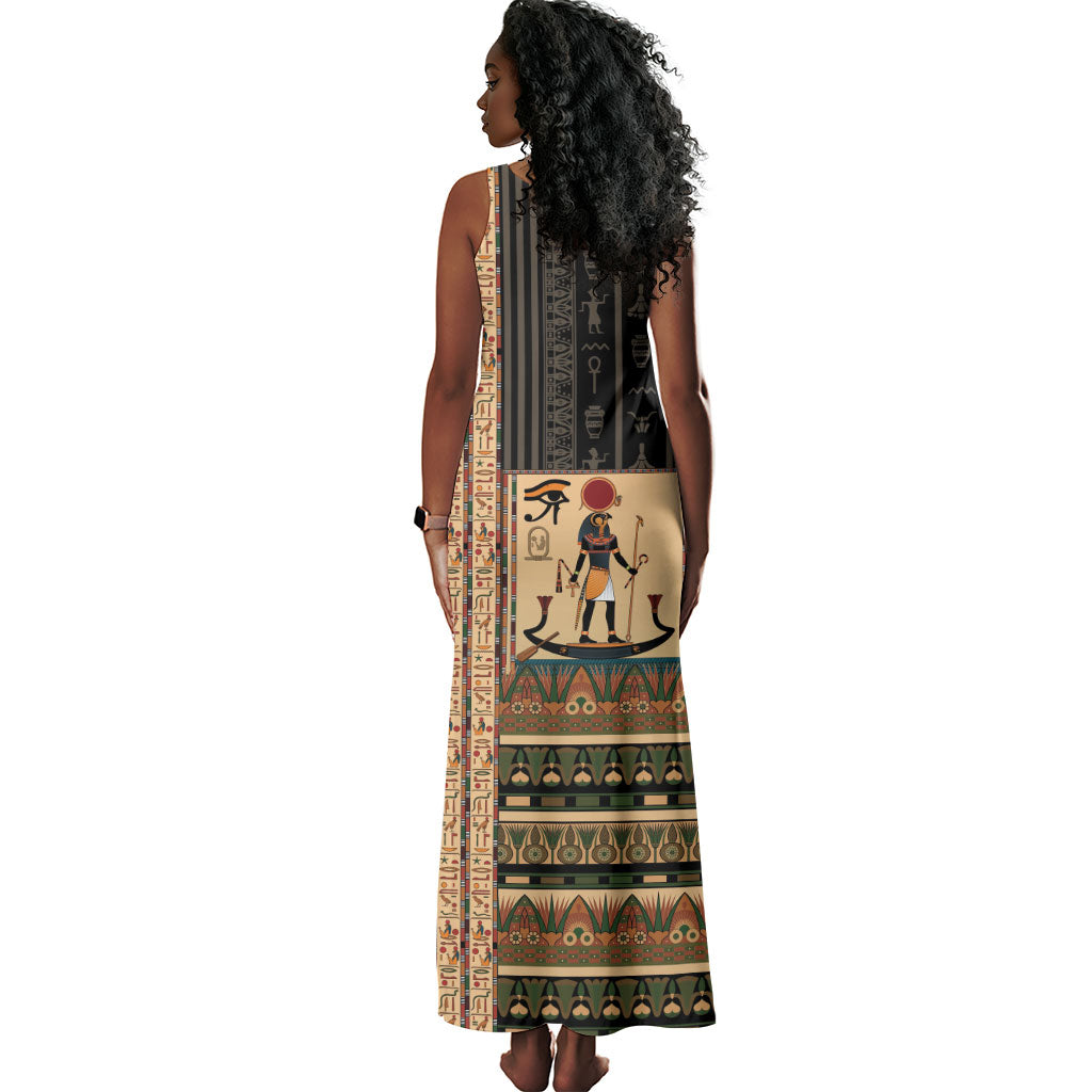 Egyptian God Ra Tank Maxi Dress Ancient Mythology Solar Barque Falcon