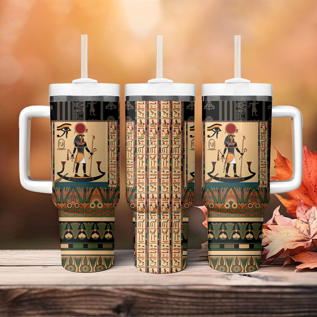 Egyptian God Ra Tumbler With Handle Ancient Mythology Solar Barque Falcon