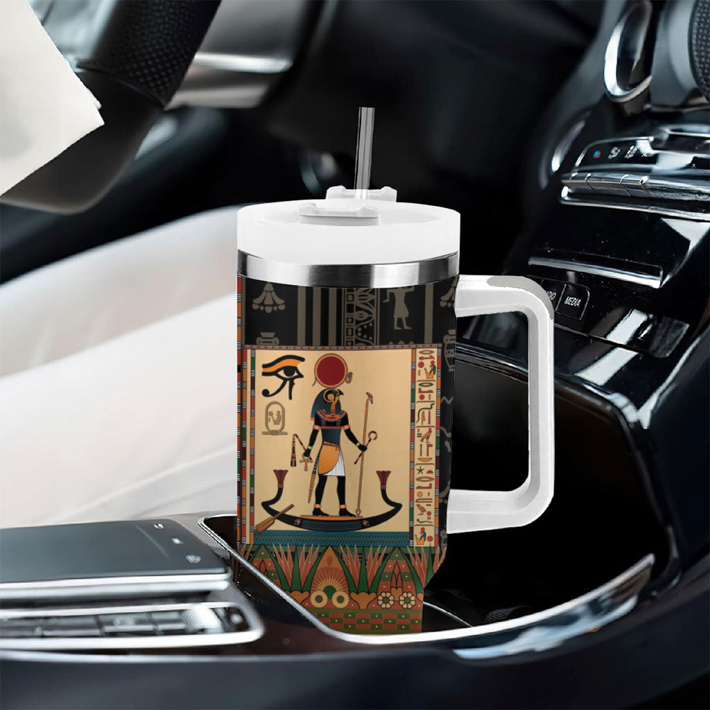 Egyptian God Ra Tumbler With Handle Ancient Mythology Solar Barque Falcon