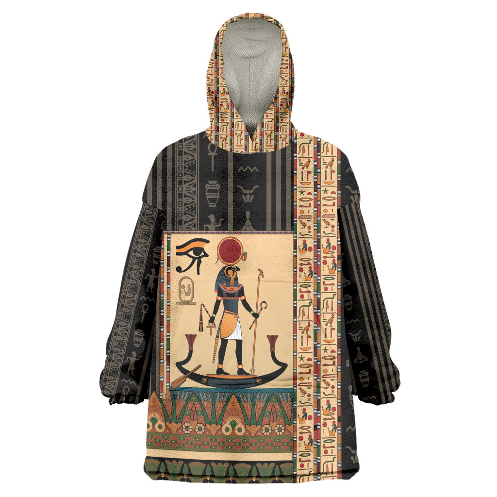 Egyptian God Ra Wearable Blanket Hoodie Ancient Mythology Solar Barque Falcon