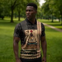 Egyptian God Ra Zipper Polo Shirt Ancient Mythology Solar Barque Falcon