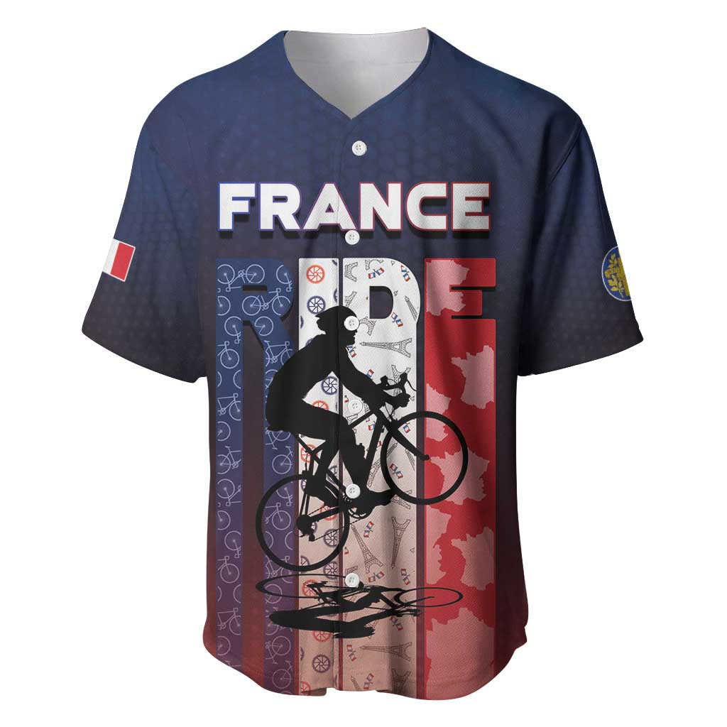Personalized France Cycling Baseball Jersey Ride With Cyclist - Wonder Print Shop