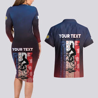 Personalized France Cycling Couples Matching Long Sleeve Bodycon Dress and Hawaiian Shirt Ride With Cyclist - Wonder Print Shop