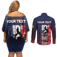 Personalized France Cycling Couples Matching Off Shoulder Short Dress and Long Sleeve Button Shirt Ride With Cyclist - Wonder Print Shop