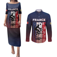 Personalized France Cycling Couples Matching Puletasi and Long Sleeve Button Shirt Ride With Cyclist - Wonder Print Shop