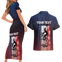 Personalized France Cycling Couples Matching Short Sleeve Bodycon Dress and Hawaiian Shirt Ride With Cyclist - Wonder Print Shop