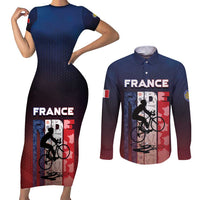 Personalized France Cycling Couples Matching Short Sleeve Bodycon Dress and Long Sleeve Button Shirt Ride With Cyclist - Wonder Print Shop