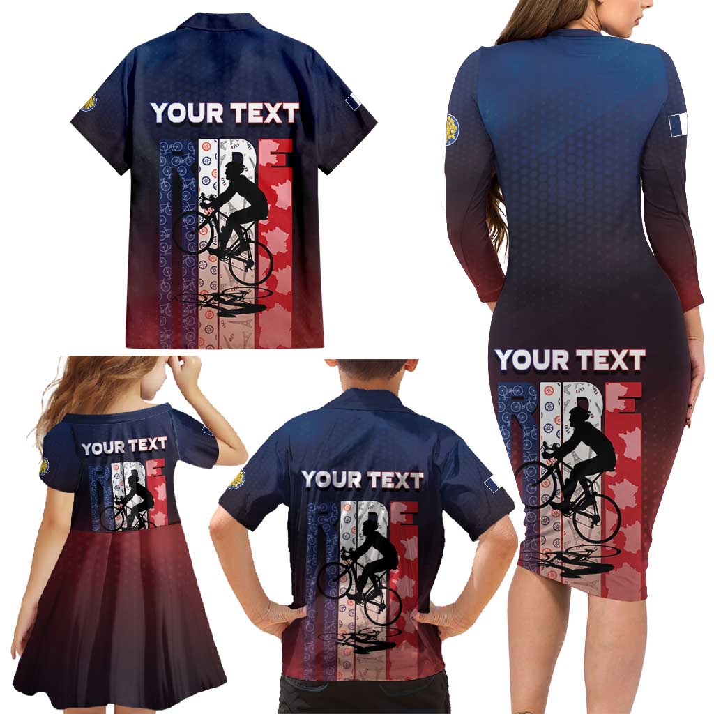 Personalized France Cycling Family Matching Long Sleeve Bodycon Dress and Hawaiian Shirt Ride With Cyclist - Wonder Print Shop