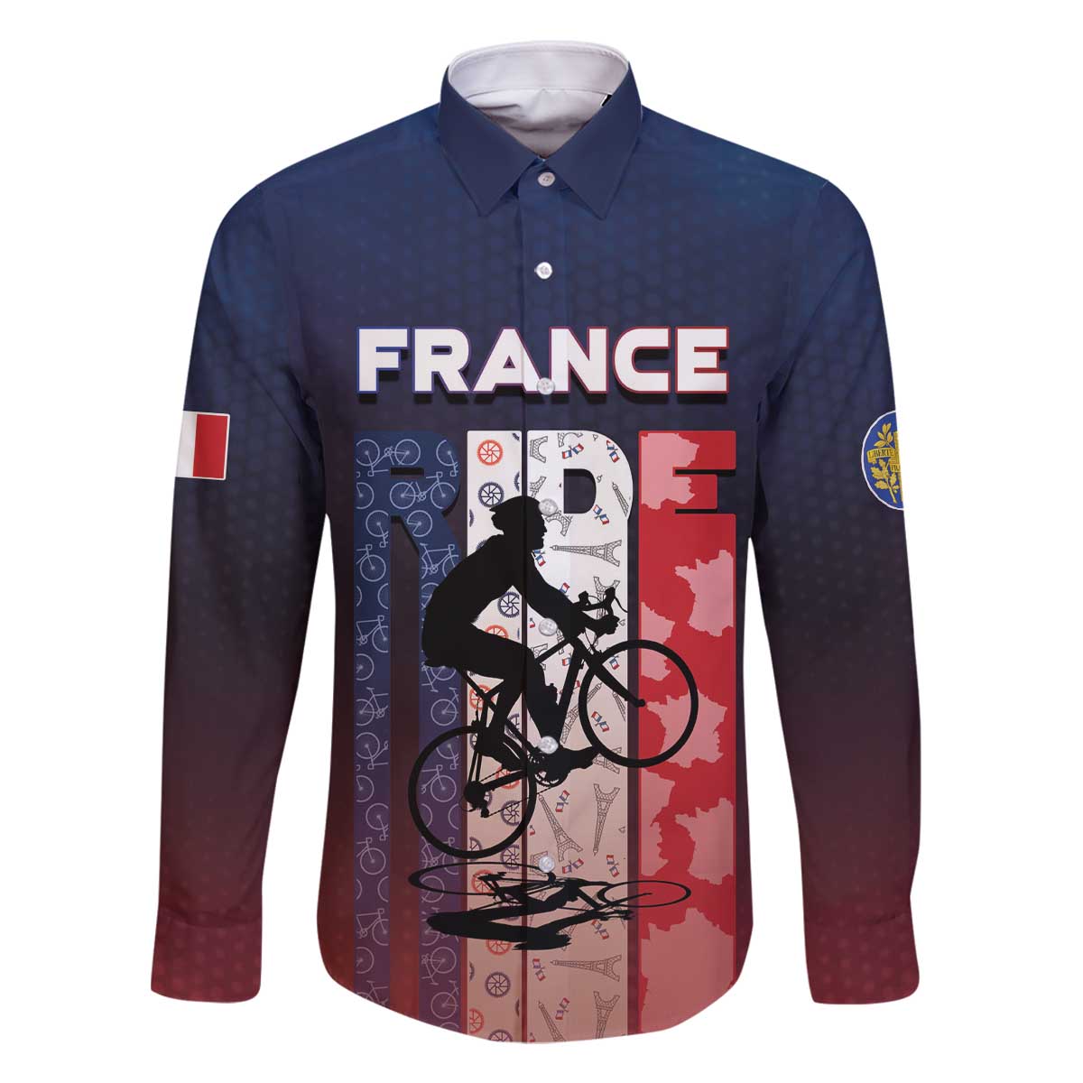 Personalized France Cycling Family Matching Off The Shoulder Long Sleeve Dress and Hawaiian Shirt Ride With Cyclist - Wonder Print Shop