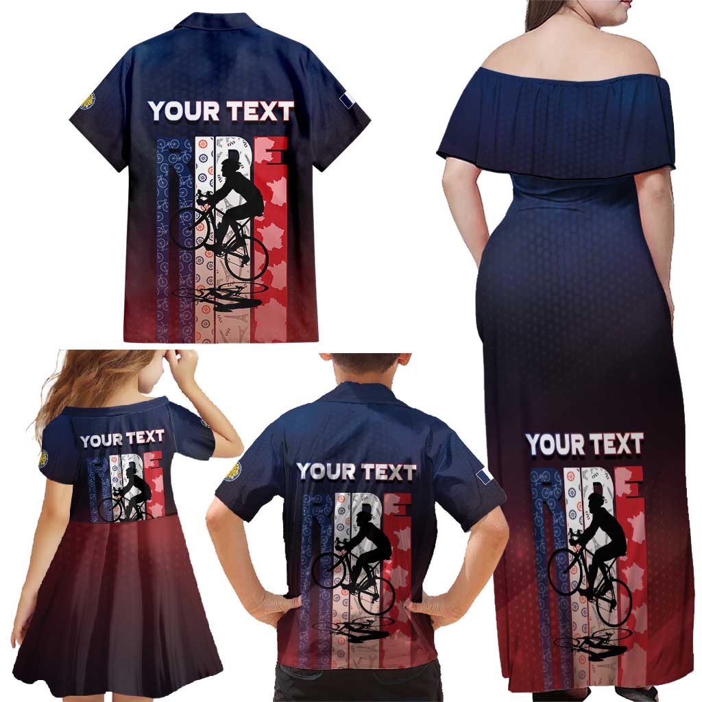 Personalized France Cycling Family Matching Off Shoulder Maxi Dress and Hawaiian Shirt Ride With Cyclist - Wonder Print Shop