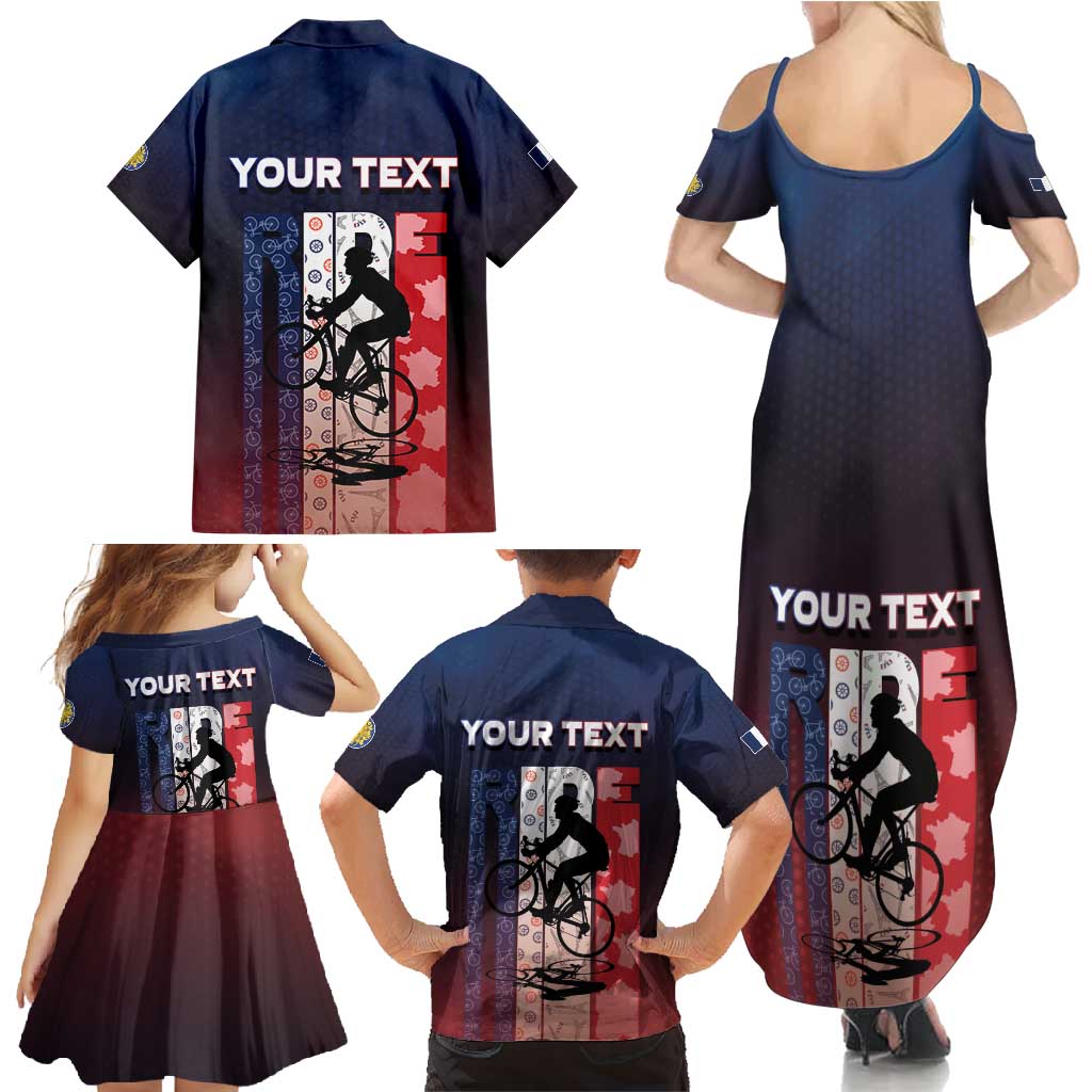Personalized France Cycling Family Matching Summer Maxi Dress and Hawaiian Shirt Ride With Cyclist - Wonder Print Shop