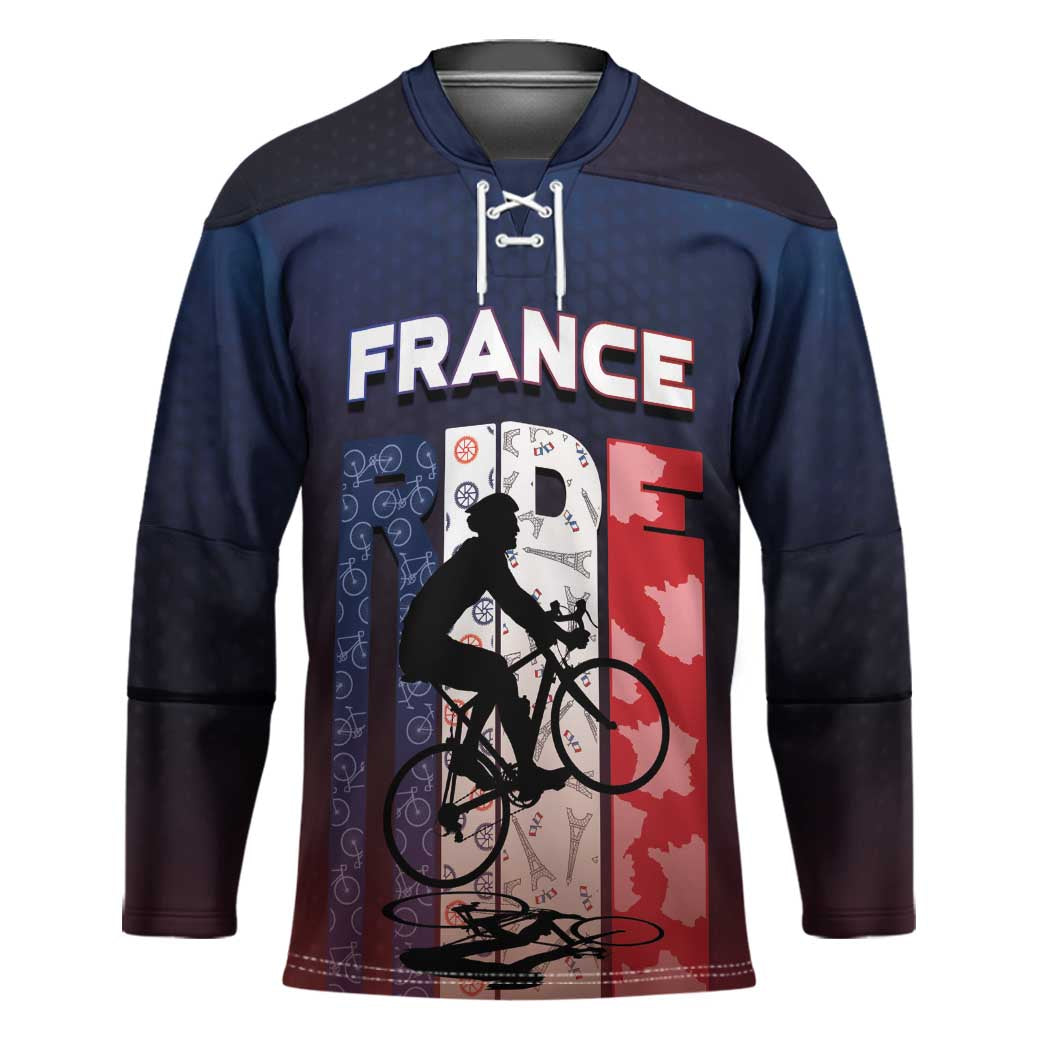 Personalized France Cycling Hockey Jersey Ride With Cyclist - Wonder Print Shop