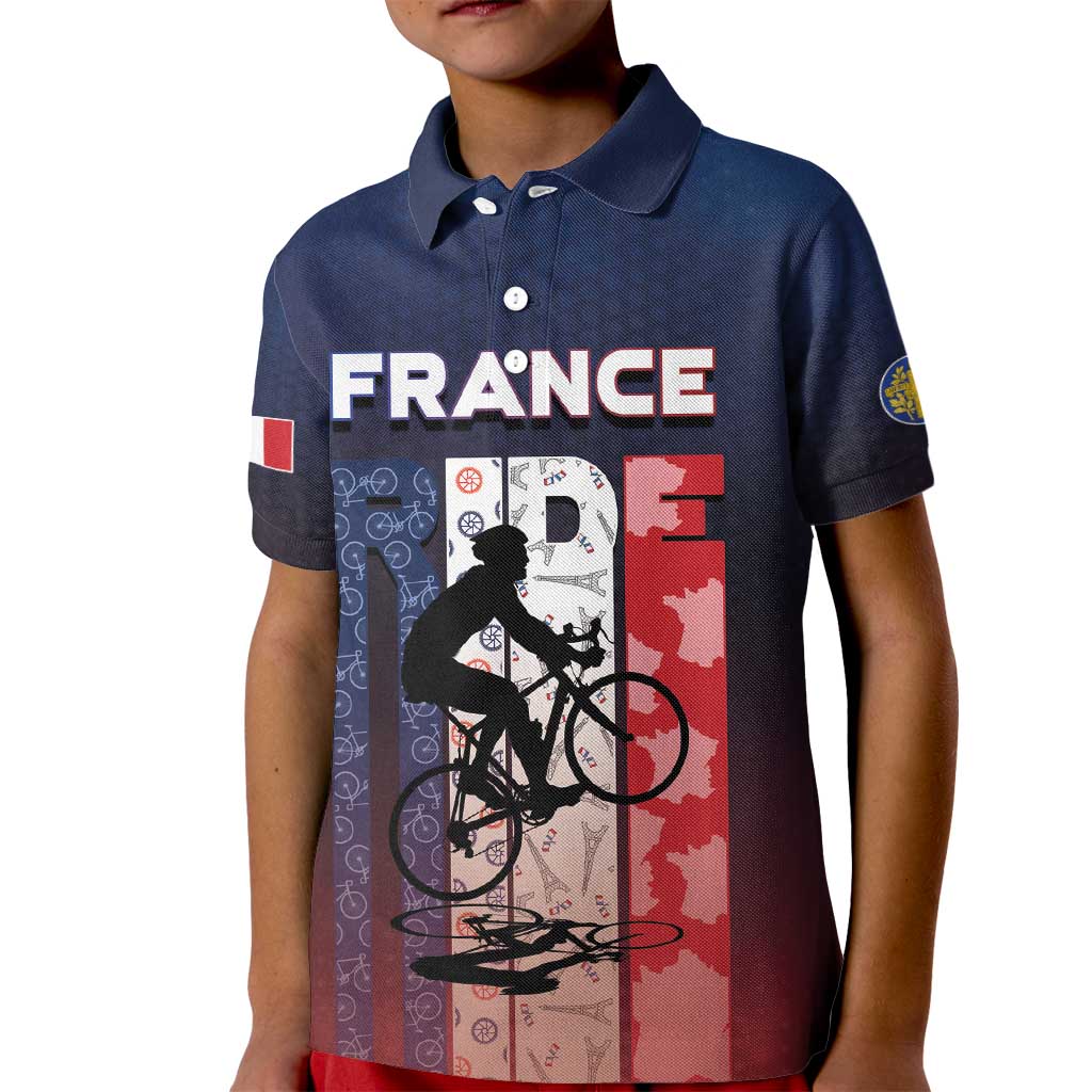 Personalized France Cycling Kid Polo Shirt Ride With Cyclist - Wonder Print Shop