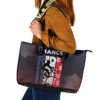 France Cycling Leather Tote Bag Ride With Cyclist - Wonder Print Shop