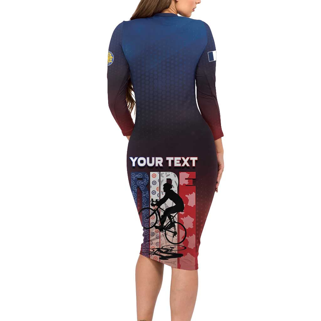 Personalized France Cycling Long Sleeve Bodycon Dress Ride With Cyclist - Wonder Print Shop