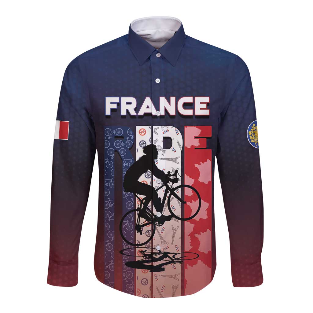 Personalized France Cycling Long Sleeve Button Shirt Ride With Cyclist - Wonder Print Shop
