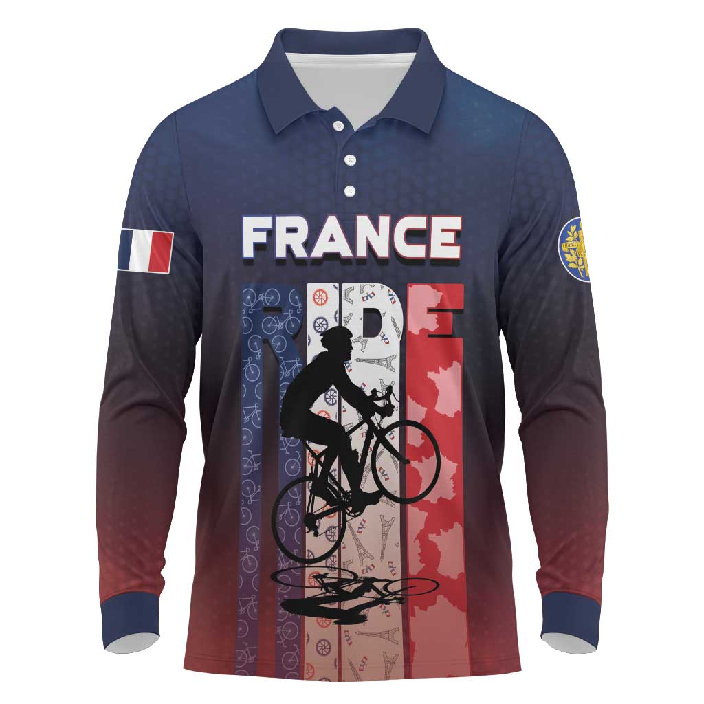 Personalized France Cycling Long Sleeve Polo Shirt Ride With Cyclist - Wonder Print Shop