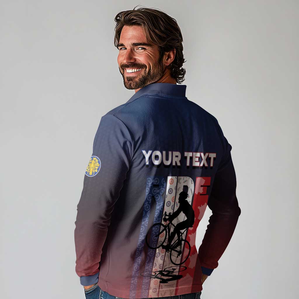 Personalized France Cycling Long Sleeve Polo Shirt Ride With Cyclist - Wonder Print Shop