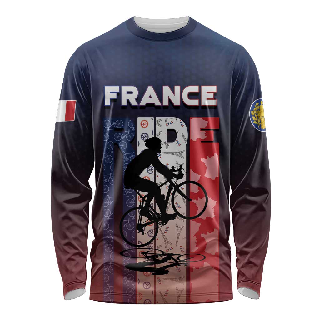 Personalized France Cycling Long Sleeve Shirt Ride With Cyclist - Wonder Print Shop