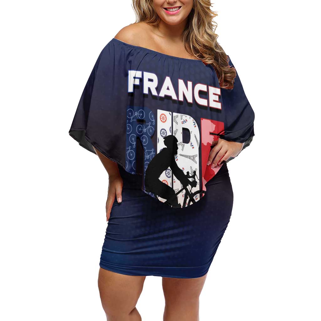Personalized France Cycling Off Shoulder Short Dress Ride With Cyclist - Wonder Print Shop