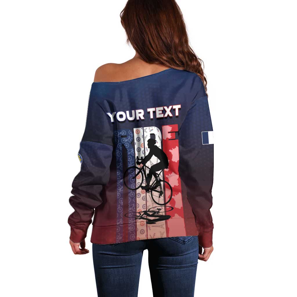 Personalized France Cycling Off Shoulder Sweater Ride With Cyclist - Wonder Print Shop