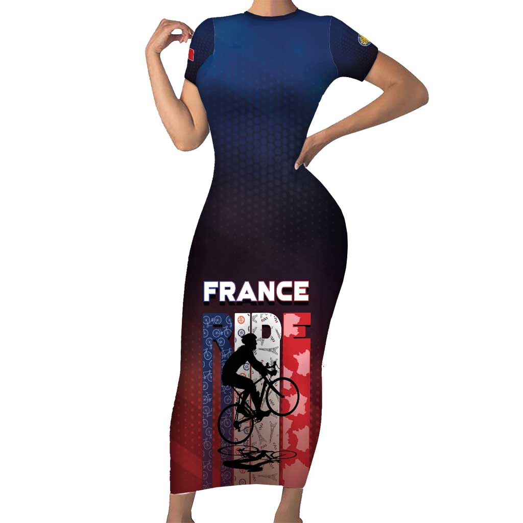 Personalized France Cycling Short Sleeve Bodycon Dress Ride With Cyclist - Wonder Print Shop