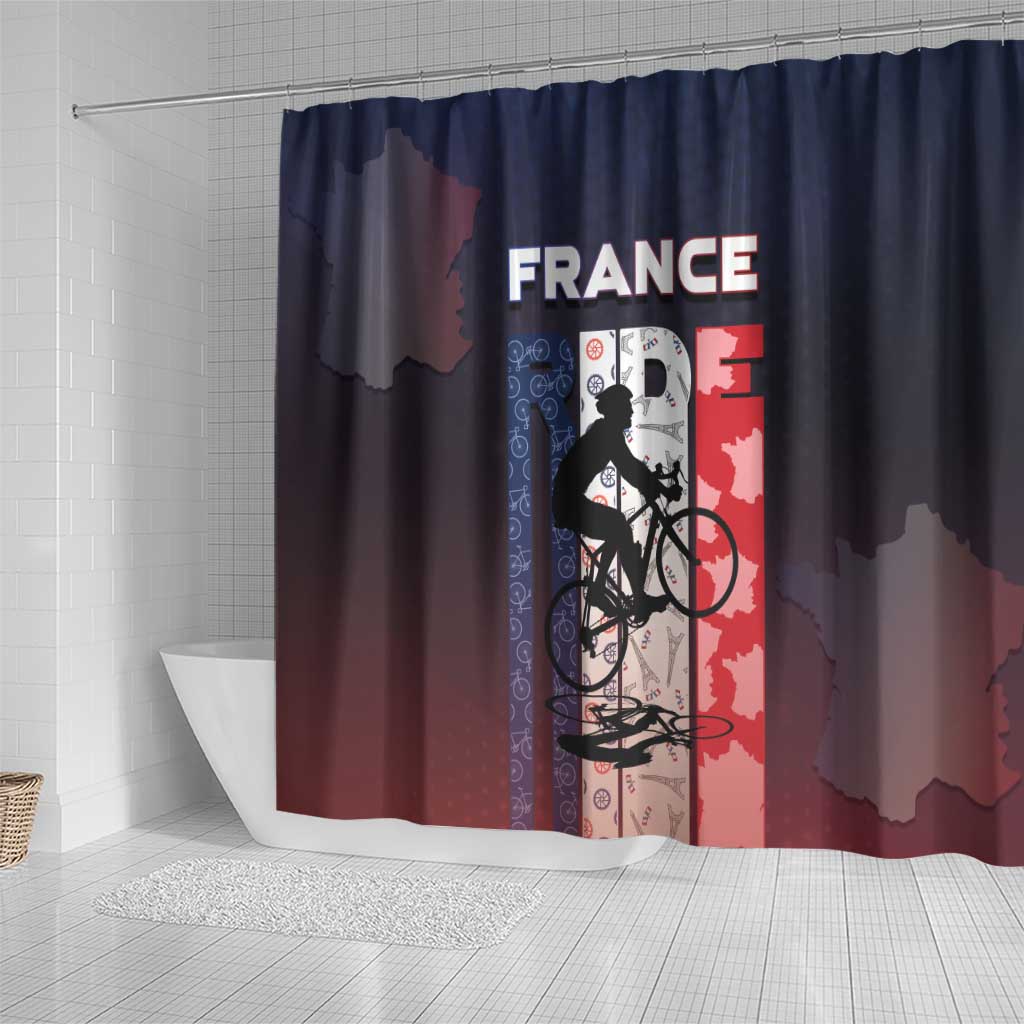 France Cycling Shower Curtain Ride With Cyclist - Wonder Print Shop