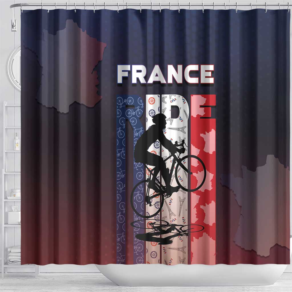 France Cycling Shower Curtain Ride With Cyclist - Wonder Print Shop