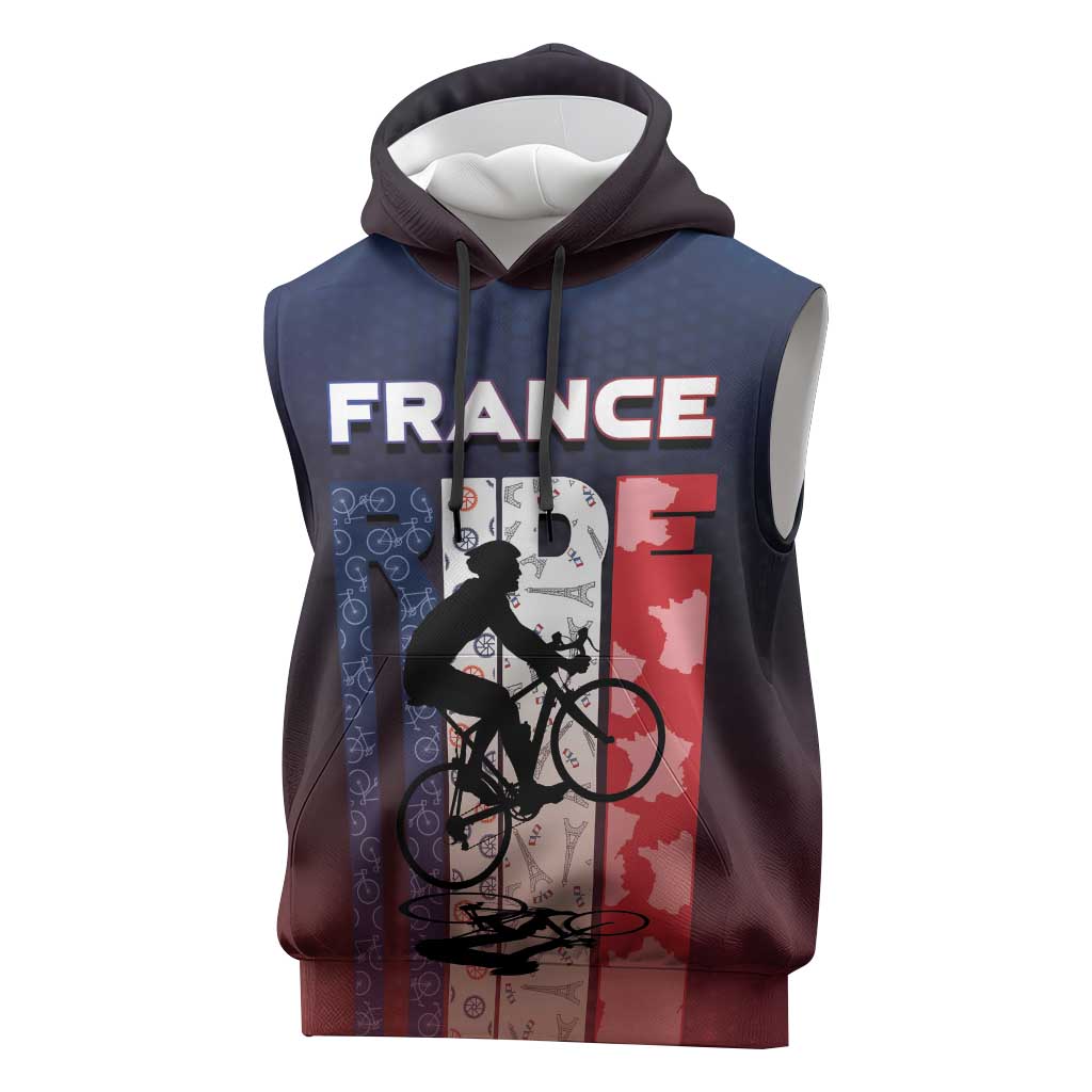 Personalized France Cycling Sleeveless Hoodie Ride With Cyclist - Wonder Print Shop