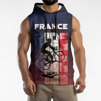 Personalized France Cycling Sleeveless Hoodie Ride With Cyclist - Wonder Print Shop