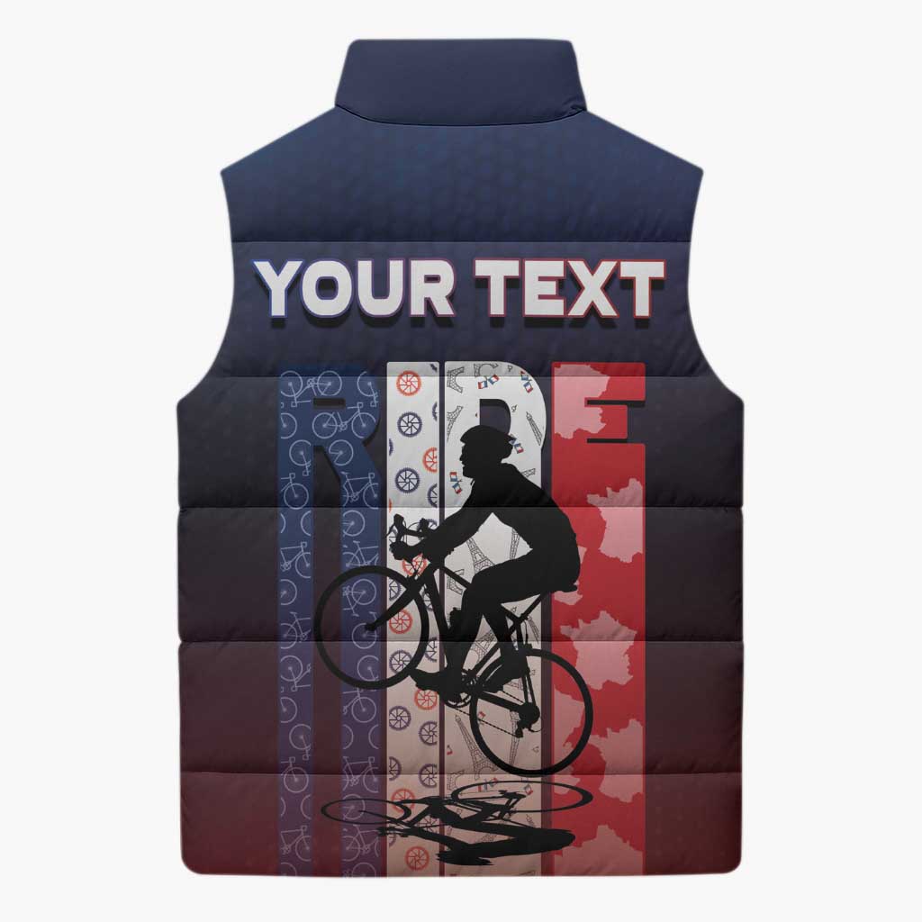 Personalized France Cycling Sleeveless Puffer Jacket Ride With Cyclist - Wonder Print Shop