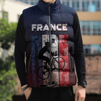 Personalized France Cycling Sleeveless Puffer Jacket Ride With Cyclist - Wonder Print Shop