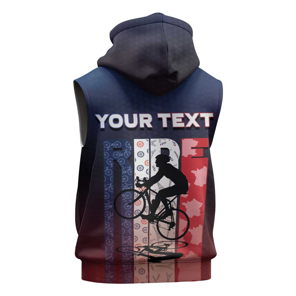 Personalized France Cycling Sleeveless Zip Hoodie Ride With Cyclist - Wonder Print Shop