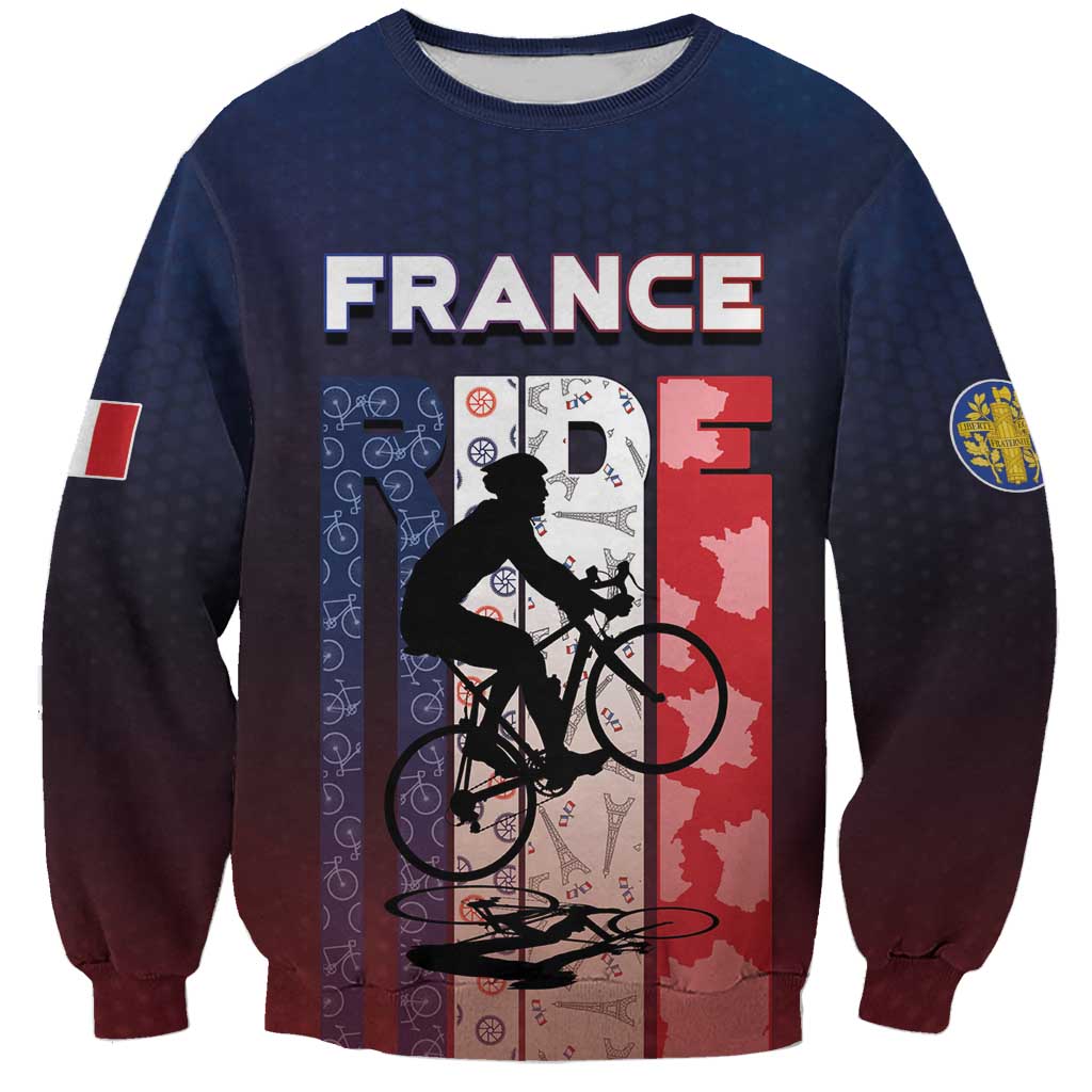 Personalized France Cycling Sweatshirt Ride With Cyclist - Wonder Print Shop