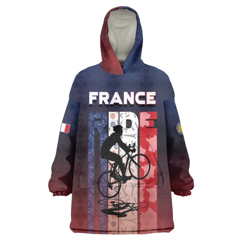 Personalized France Cycling Wearable Blanket Hoodie Ride With Cyclist - Wonder Print Shop