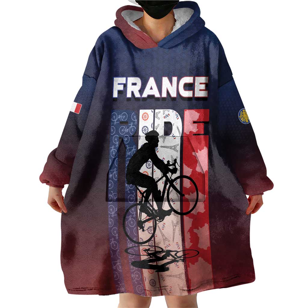 Personalized France Cycling Wearable Blanket Hoodie Ride With Cyclist - Wonder Print Shop