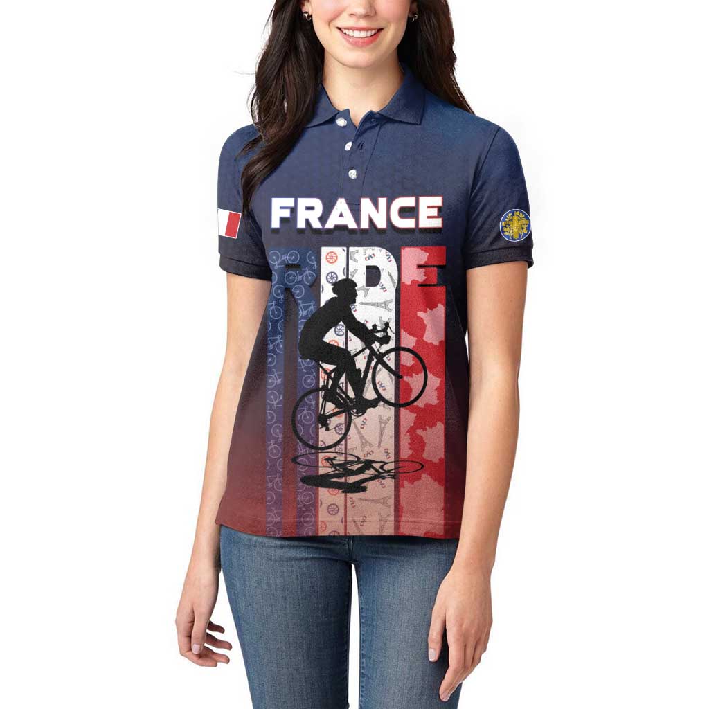 Personalized France Cycling Women Polo Shirt Ride With Cyclist - Wonder Print Shop
