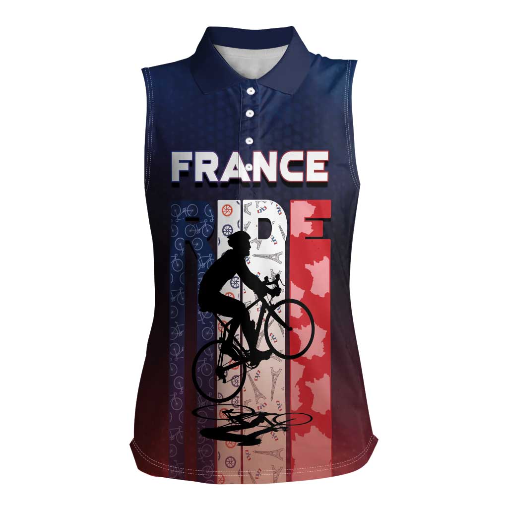Personalized France Cycling Women Sleeveless Polo Shirt Ride With Cyclist - Wonder Print Shop
