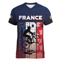 Personalized France Cycling Women V-Neck T-Shirt Ride With Cyclist - Wonder Print Shop