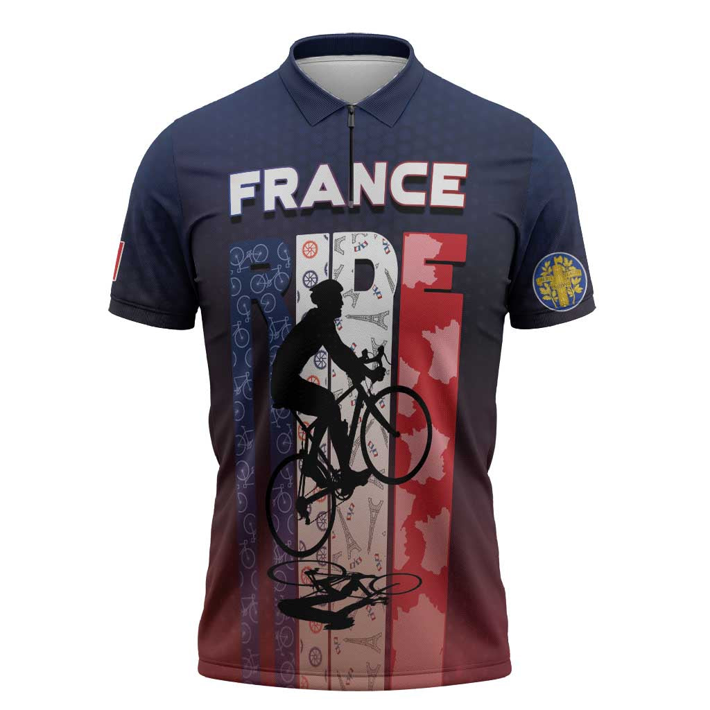 Personalized France Cycling Zipper Polo Shirt Ride With Cyclist - Wonder Print Shop