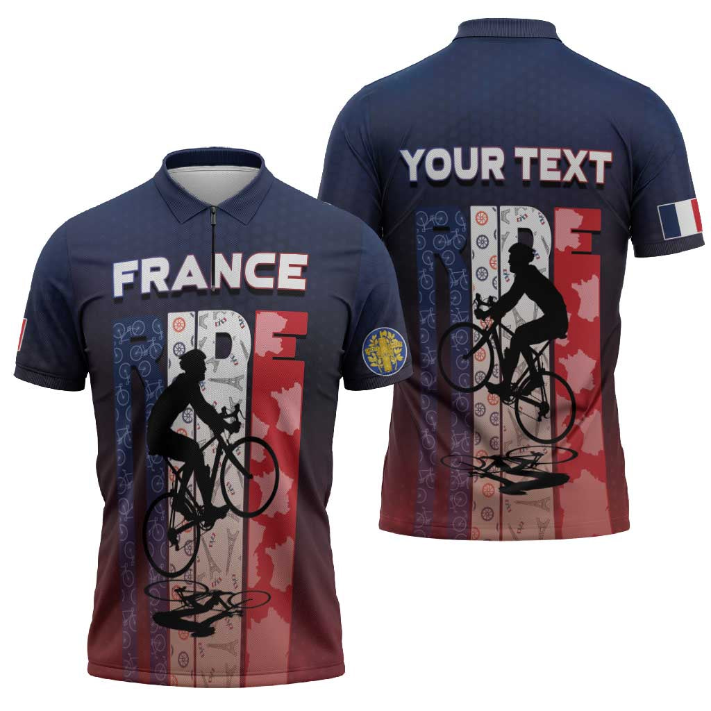 Personalized France Cycling Zipper Polo Shirt Ride With Cyclist - Wonder Print Shop