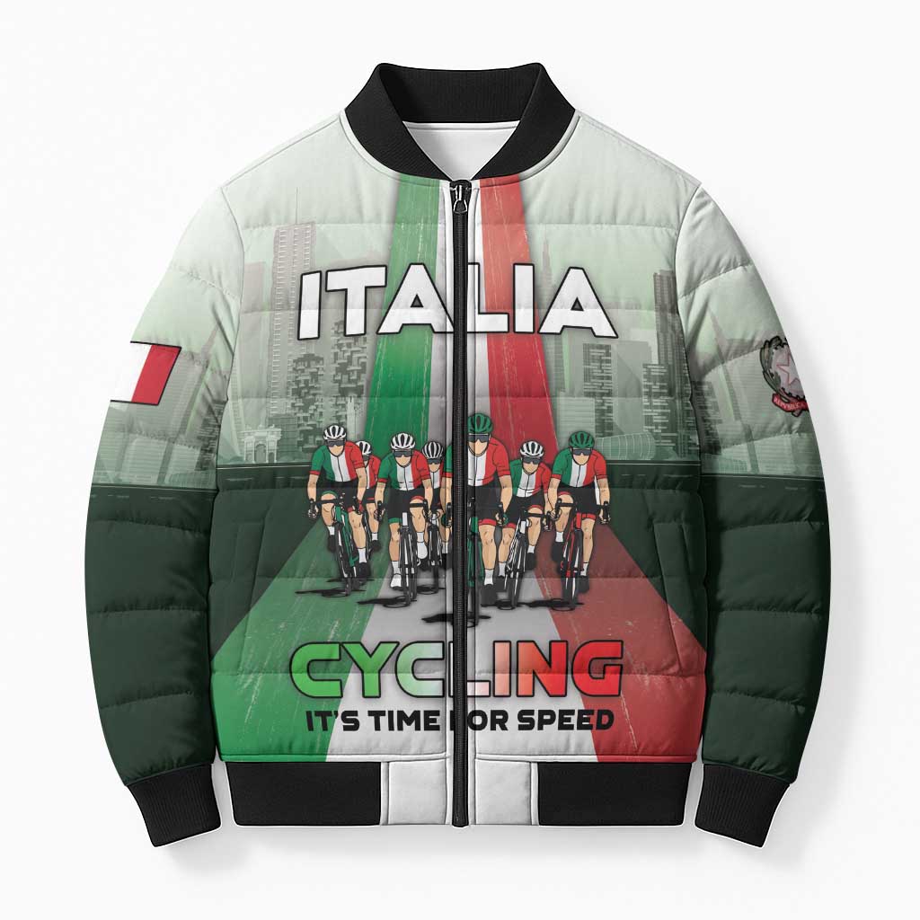 Personalized Italy Cycling Bomber Puffer Jacket Life In The Bike Lane - Wonder Print Shop