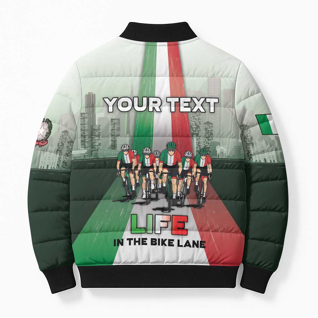 Personalized Italy Cycling Bomber Puffer Jacket Life In The Bike Lane - Wonder Print Shop