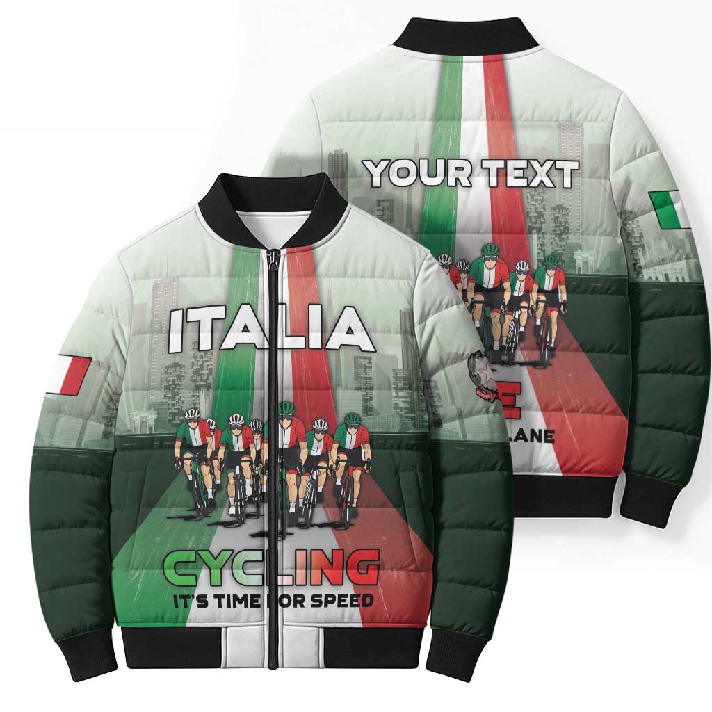 Personalized Italy Cycling Bomber Puffer Jacket Life In The Bike Lane - Wonder Print Shop