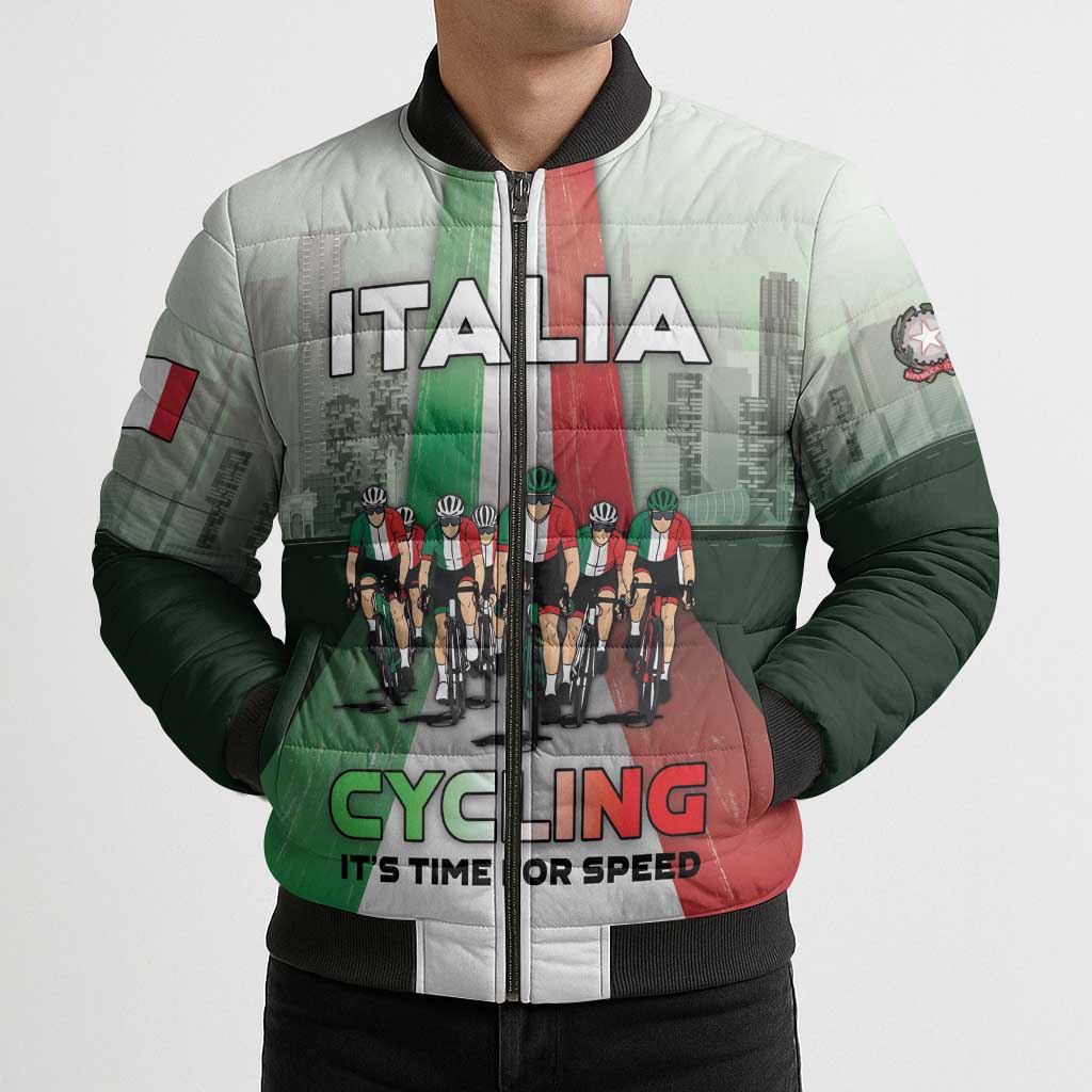 Personalized Italy Cycling Bomber Puffer Jacket Life In The Bike Lane - Wonder Print Shop