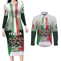 Personalized Italy Cycling Couples Matching Long Sleeve Bodycon Dress and Long Sleeve Button Shirt Life In The Bike Lane - Wonder Print Shop
