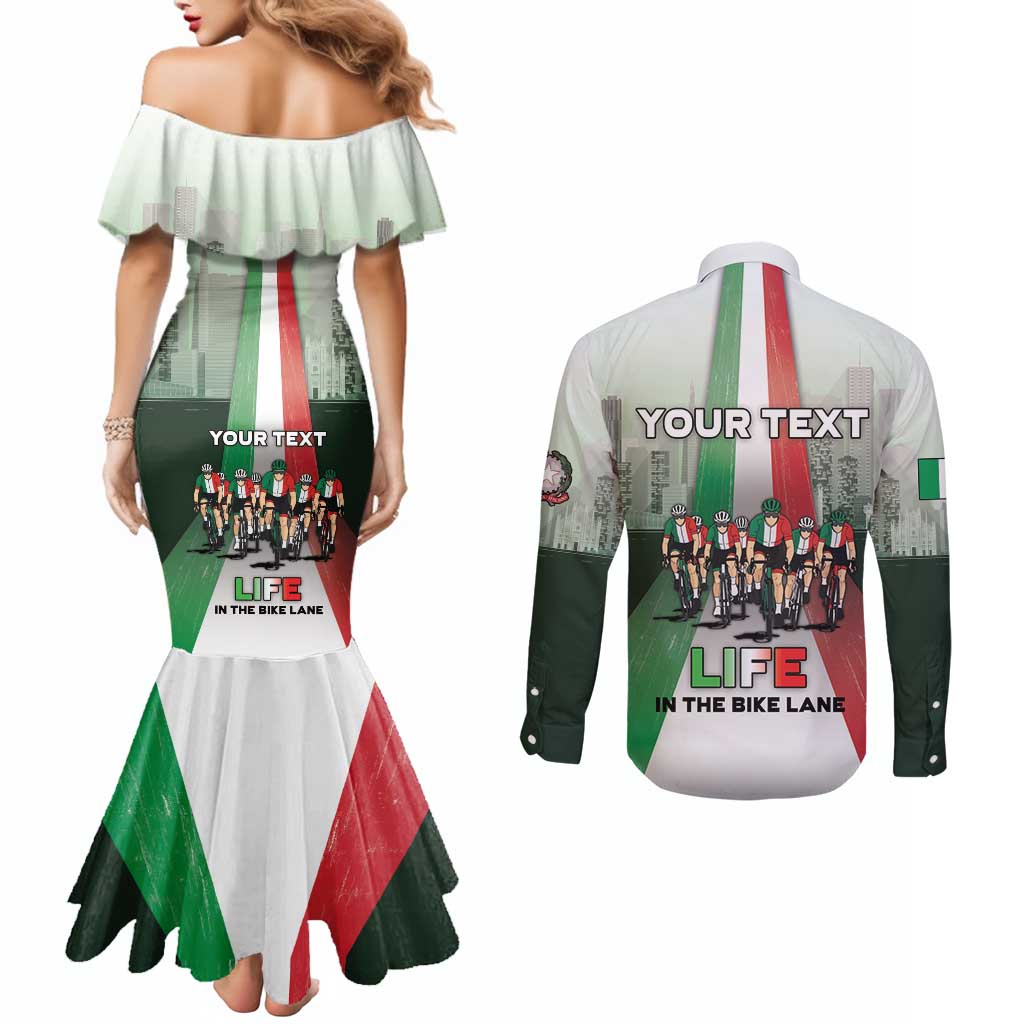Personalized Italy Cycling Couples Matching Mermaid Dress and Long Sleeve Button Shirt Life In The Bike Lane - Wonder Print Shop