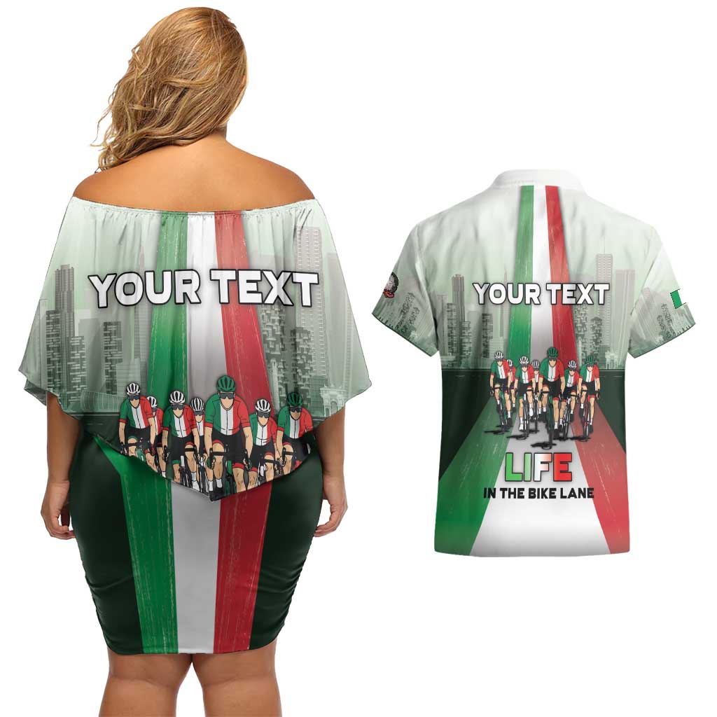 Personalized Italy Cycling Couples Matching Off Shoulder Short Dress and Hawaiian Shirt Life In The Bike Lane - Wonder Print Shop