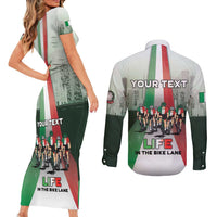Personalized Italy Cycling Couples Matching Short Sleeve Bodycon Dress and Long Sleeve Button Shirt Life In The Bike Lane - Wonder Print Shop